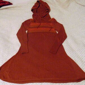 prAna Rust Knit Hooded Sweater Dress S | Cottagecore Cozy Mountain Minimalism